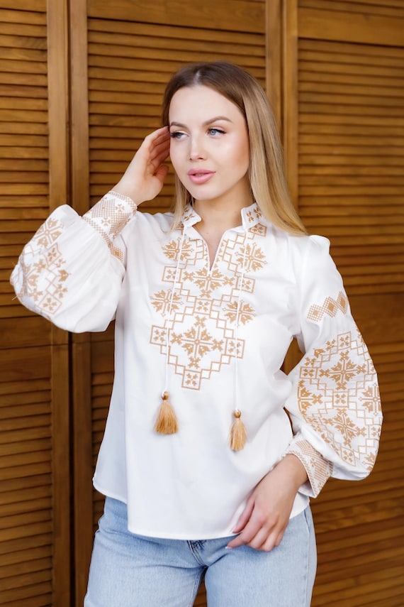 Ukrainian Embroidered Blouse for Women | Ethno Vintage Women's Vyshyvanka Shirt | Sorochka Vyshyta | Vyshyvanka Gift USA | Вишиванка