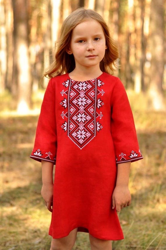 Embroidered Vyshyvanka Dress for Girls | Ukrainian Embroidery Dress | Traditional Ukrainian Style in Stock in USA | Вишиванка у США