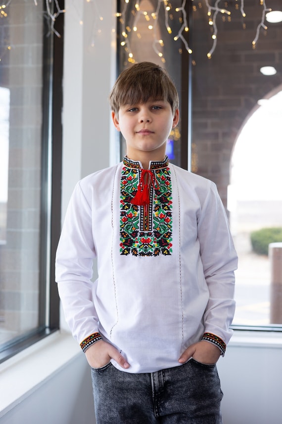 Embroidered Vyshyvanka Shirt for Boys | Ukrainian Embroidery Shirt | Traditional Ukrainian Style Gift in Stock in USA | Вишиванка у США (24)