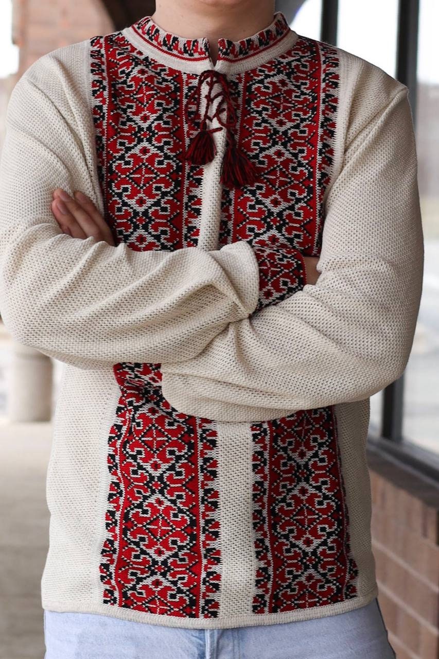 Knitted sweater embroidered shirt Vyshyvanka for Man Ukrainian