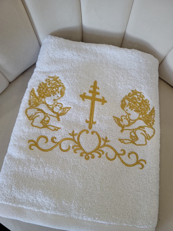 Baptism Christening kryzma/towel EMBROIDERED towel for Baby