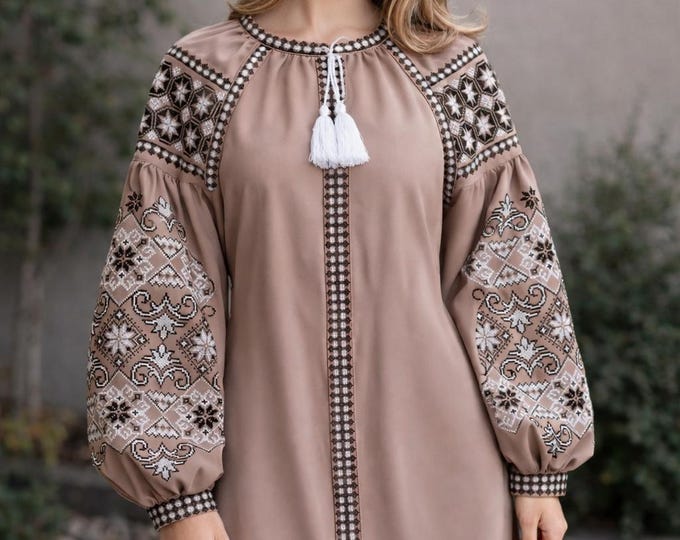 Embroidered Ukrainian Dress | Vyshyvanka Style Dress with Traditional Embroidery | Handmade Boho Chic Outfit