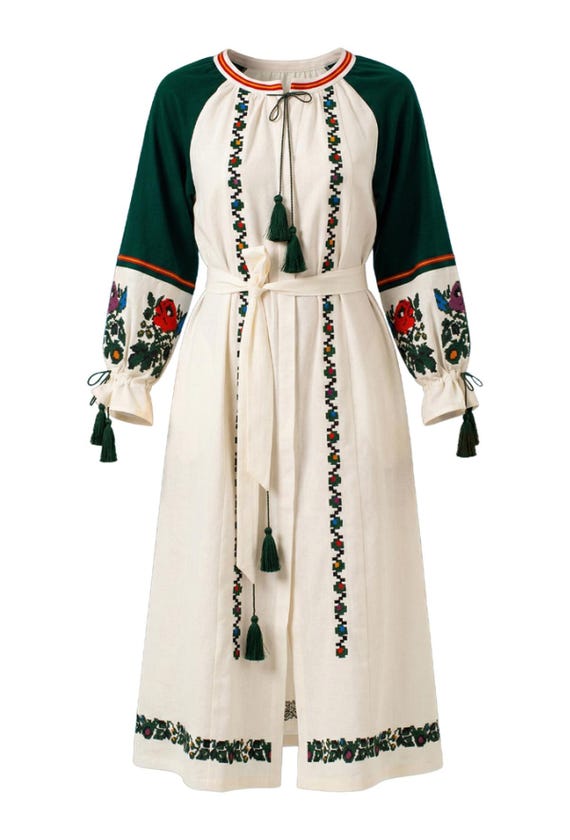 Embroidered Ukrainian Dress | Vyshyvanka Style Dress with Traditional Embroidery | Handmade Boho Chic Outfit