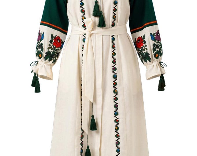 Embroidered Ukrainian Dress | Vyshyvanka Style Dress with Traditional Embroidery | Handmade Boho Chic Outfit