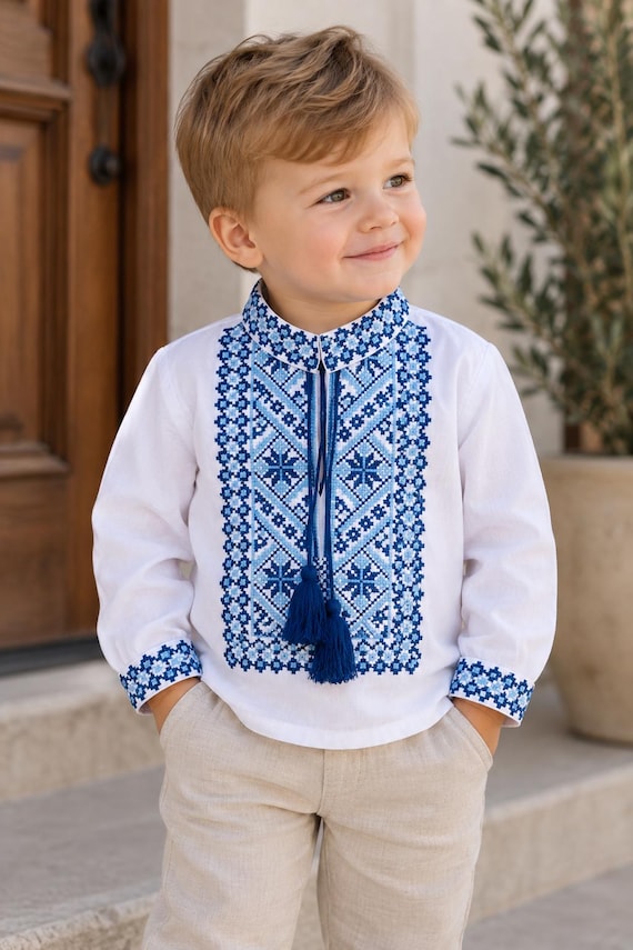 Embroidered Vyshyvanka Shirt for Boys | Ukrainian Embroidery Shirt | Traditional Ukraine Style Gift in Stock in USA | Вишиванка у США