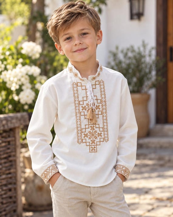 Embroidered Vyshyvanka Shirt for Boys | Ukrainian Embroidery Shirt | Traditional Ukrainian Style Gift in Stock in USA | Вишиванка у США
