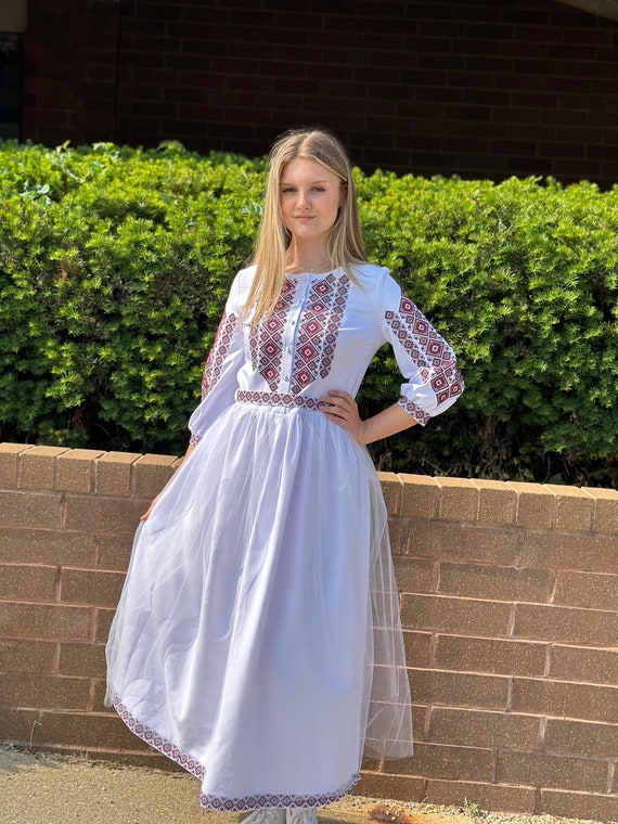 Vyshyvanka dress designer Ukraine ethnic dress with embroidery Ukrainian style dress with embroidered Vyshyvanka dress