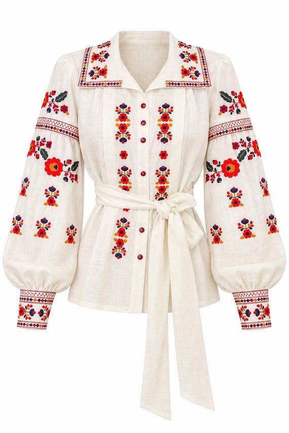 Ukrainian Embroidered Blouse | Traditional Vyshyvanka Shirt (USA Stock)