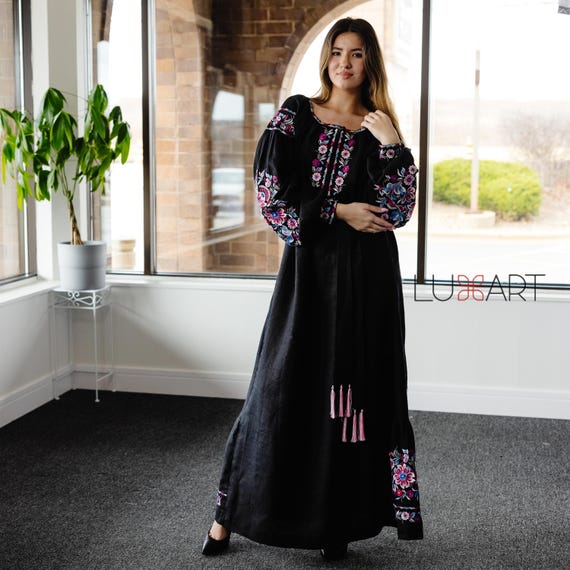 Ukrainian Vyshyvanka Dress | Ukraine Embroidered Dress in USA | Handmade Traditional Ukraine-Style Boho Embroidery Gift | Вишиванка (105)