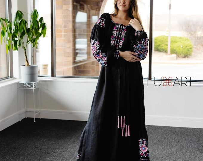 Ukrainian Vyshyvanka Dress | Ukraine Embroidered Dress in USA | Handmade Traditional Ukraine-Style Boho Embroidery Gift | Вишиванка (105)