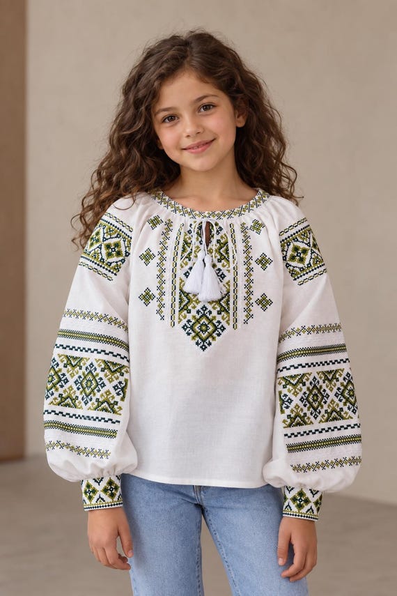 Embroidered Vyshyvanka Blouse for Girls | Ukrainian Embroidery Shirt | Traditional Ukrainian Style in Stock in USA | Вишиванка у США