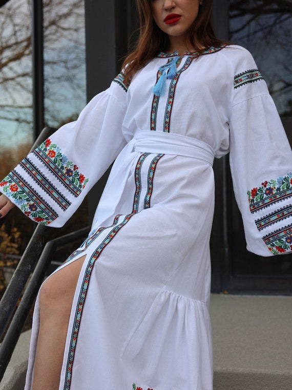 Ukrainian Vyshyvanka Dress | Ukraine Embroidered Dress in USA | Handmade Traditional Ukraine-Style Boho Embroidery Gift | Вишиванка (33)