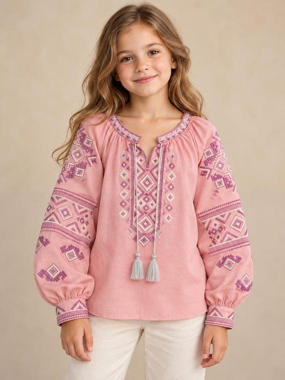 Embroidered Vyshyvanka Blouse for Girls | Ukrainian Embroidery Shirt | Traditional Ukraine Style in Stock in USA | Вишиванка у США
