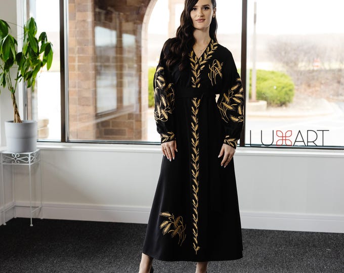 Ukrainian Vyshyvanka Dress | Ukraine Embroidered Dress in USA | Handmade Traditional Ukraine-Style Boho Embroidery Gift | Вишиванка (105)