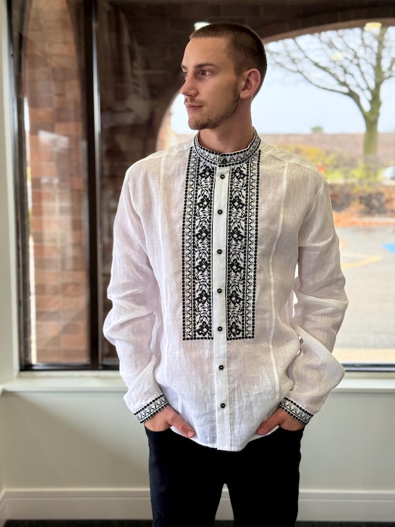 Ukrainian Vyshyvanka | Men's Embroidered Shirt | Вишиванка | Ukraine Vintage Sorochka Gift for Him | Handmade Ukrainian Clothing (97)
