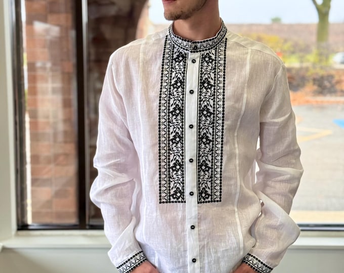 Ukrainian Vyshyvanka | Men's Embroidered Shirt | Вишиванка | Ukraine Vintage Sorochka Gift for Him | Handmade Ukrainian Clothing (97)