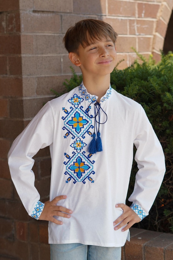 Embroidered Vyshyvanka Shirt for Boys | Ukrainian Embroidery Shirt | Traditional Ukrainian Style Gift in Stock in USA | Вишиванка у США