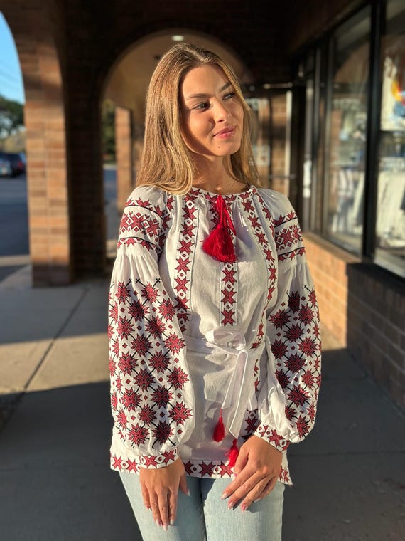 Ukrainian Embroidered Blouse for Women | Ethno Vintage Women's Vyshyvanka Shirt | Sorochka Vyshyta | Vyshyvanka Gift USA | Вишиванка (107)