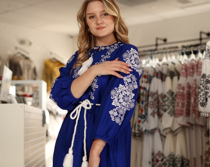 Ukrainian Vyshyvanka Dress | Ukraine Embroidered Dress in USA | Handmade Traditional Ukraine-Style Boho Embroidery Gift | Вишиванка (52)