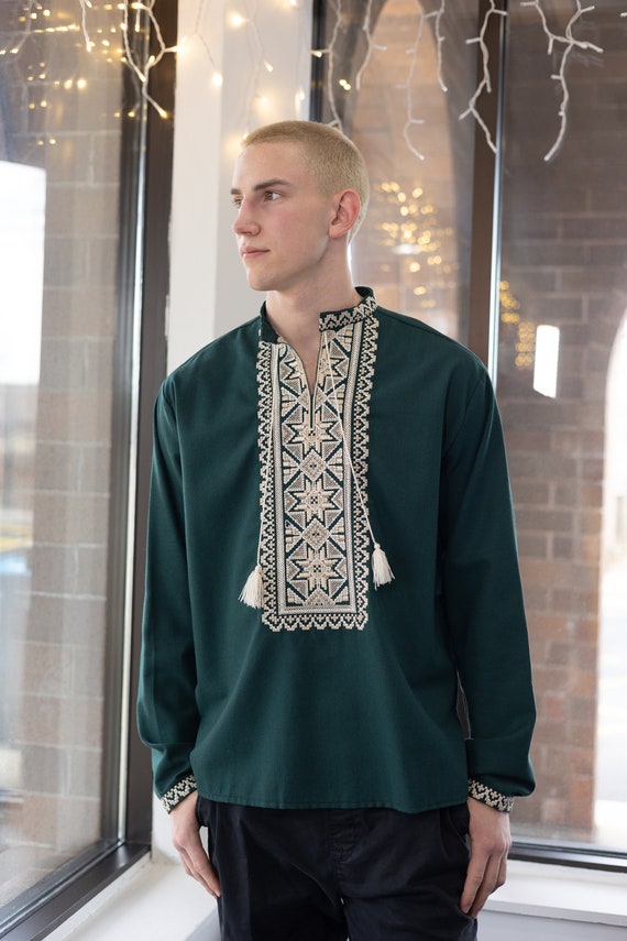 Ukrainian Vyshyvanka | Men's Embroidered Shirt | Вишиванка | Ukraine Vintage Sorochka Gift for Him | Handmade Ukrainian Clothing (89)