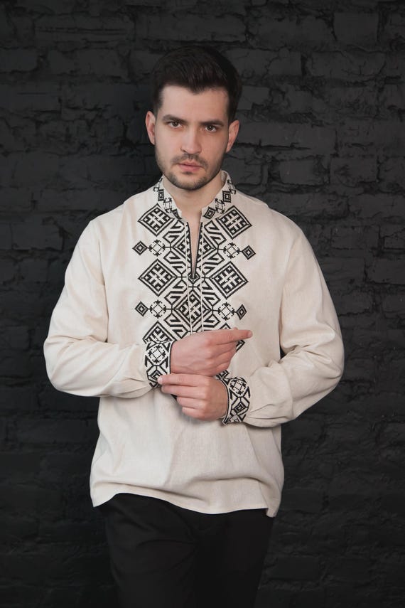Ukrainian Vyshyvanka | Men's Embroidered Shirt | Вишиванка | Ukraine Vintage Sorochka Gift for Him | Handmade Ukrainian Clothing