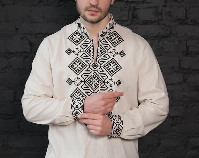 Ukrainian Vyshyvanka | Men's Embroidered Shirt | Вишиванка | Ukraine Vintage Sorochka Gift for Him | Handmade Ukrainian Clothing
