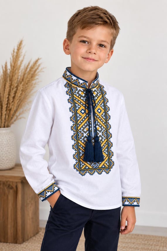 Boys' Embroidered Vyshyvanka Shirt | Traditional Ukrainian Style