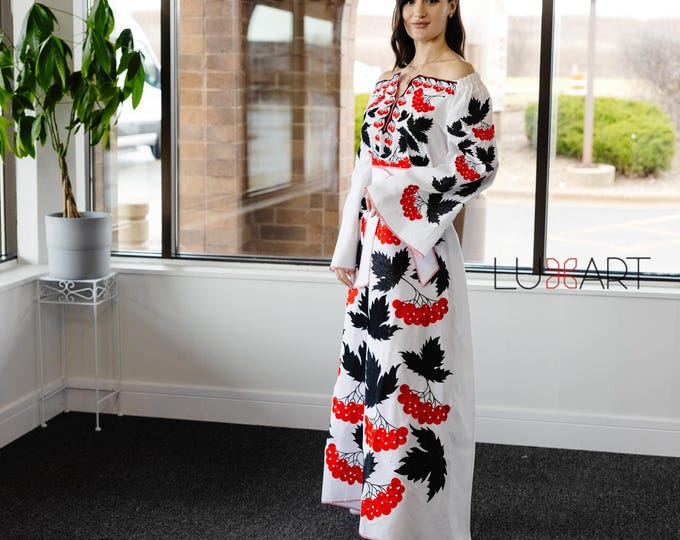 Ukrainian Vyshyvanka Dress | Ukraine Embroidered Dress in USA | Handmade Traditional Ukraine-Style Boho Embroidery Gift | Вишиванка (105)