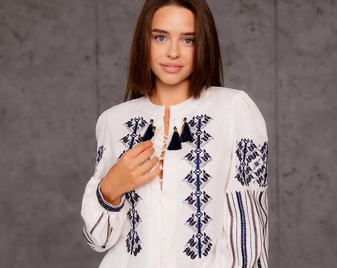 Embroidered Ukrainian Vyshyvanka Blouse | Boho Folk Shirt