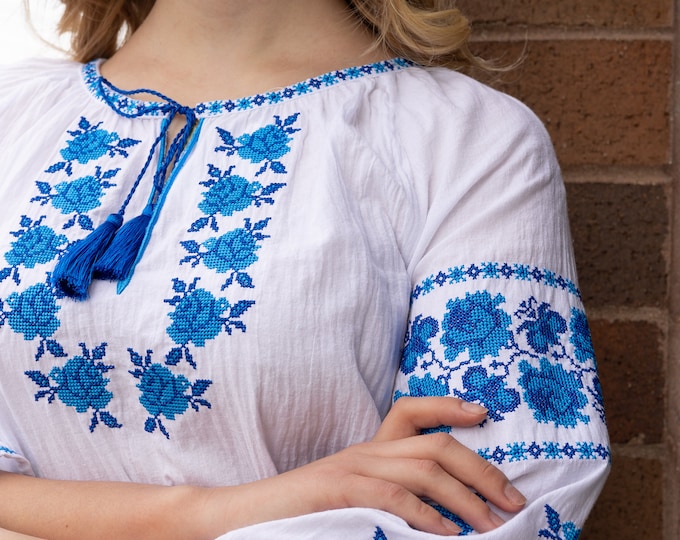 Ukrainian Embroidered Blouse for Women | Ethno Vintage Women's Vyshyvanka Shirt | Sorochka Vyshyta | Vyshyvanka Gift USA | Вишиванка (40)