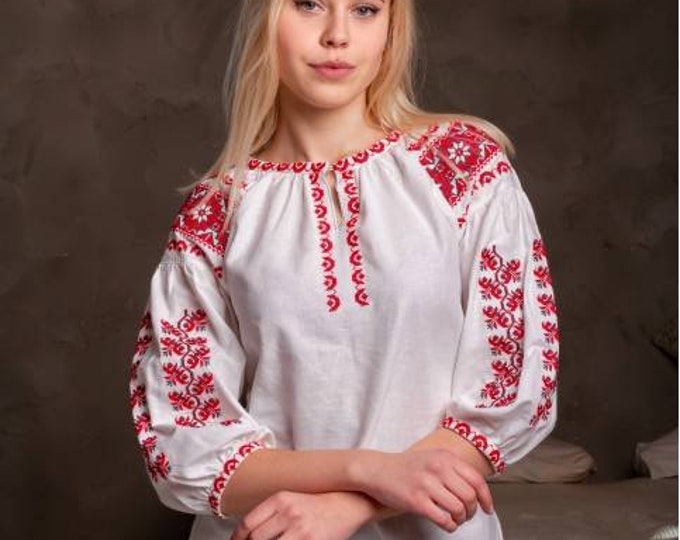 Ukrainian Embroidered Blouse for Women | Ethno Vintage Women's Vyshyvanka Shirt | Sorochka Vyshyta | Vyshyvanka Gift USA | Вишиванка (134)