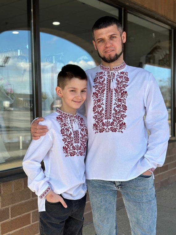 Ukrainian Vyshyvanka for Boy cotton White Boy's Shirt Embroidered Shirt Sorochka Vyshyta Worldwide Shipping from Ukraine