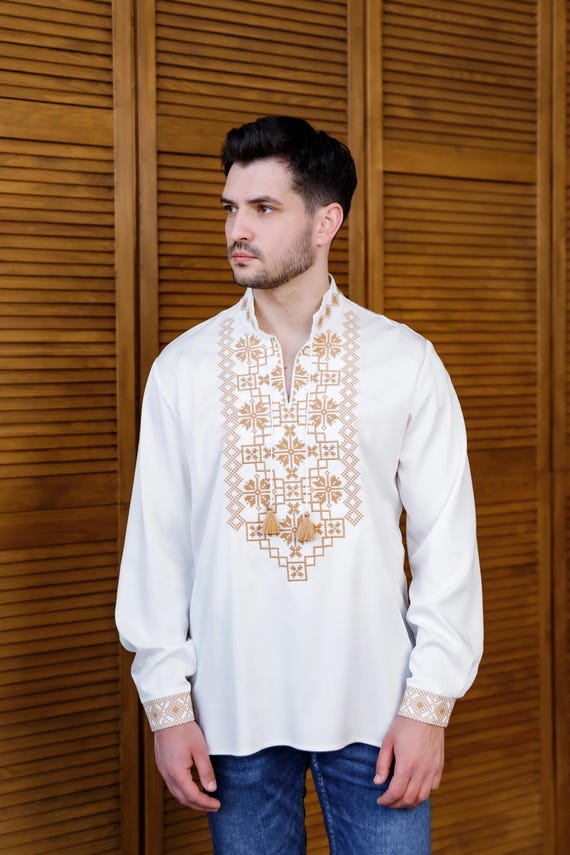 Ukrainian Vyshyvanka | Men's Embroidered Shirt | Вишиванка | Ukraine Vintage Sorochka Gift for Him | Handmade Ukrainian Clothing