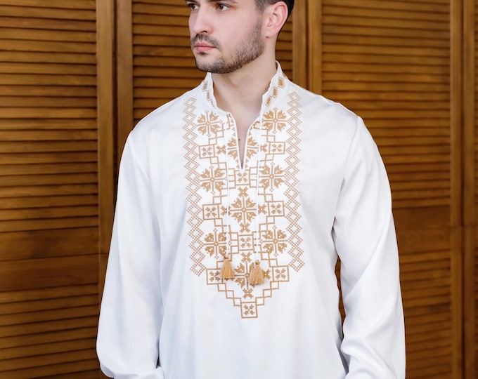 Ukrainian Vyshyvanka | Men's Embroidered Shirt | Вишиванка | Ukraine Vintage Sorochka Gift for Him | Handmade Ukrainian Clothing