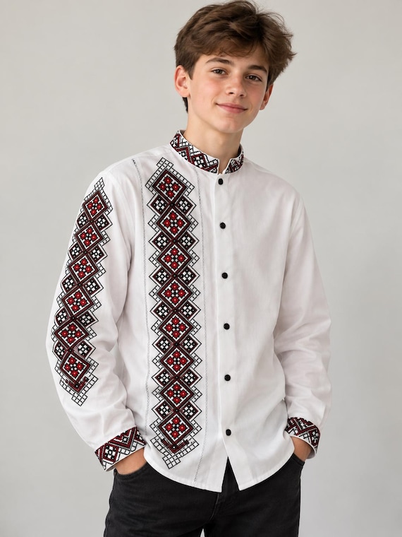 Embroidered Vyshyvanka Shirt for Boys | Ukrainian Embroidery Shirt | Traditional Ukraine Style Gift in Stock in USA | Вишиванка у США