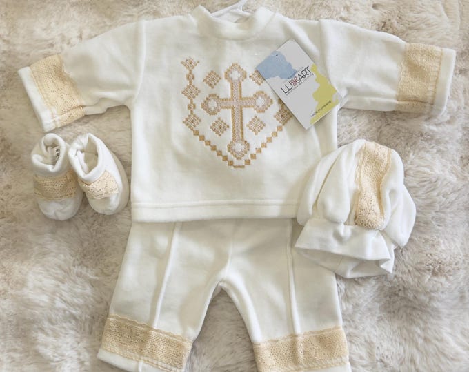 Embroidered Baby Boy Christening Outfit | Blessing Ceremony Suit