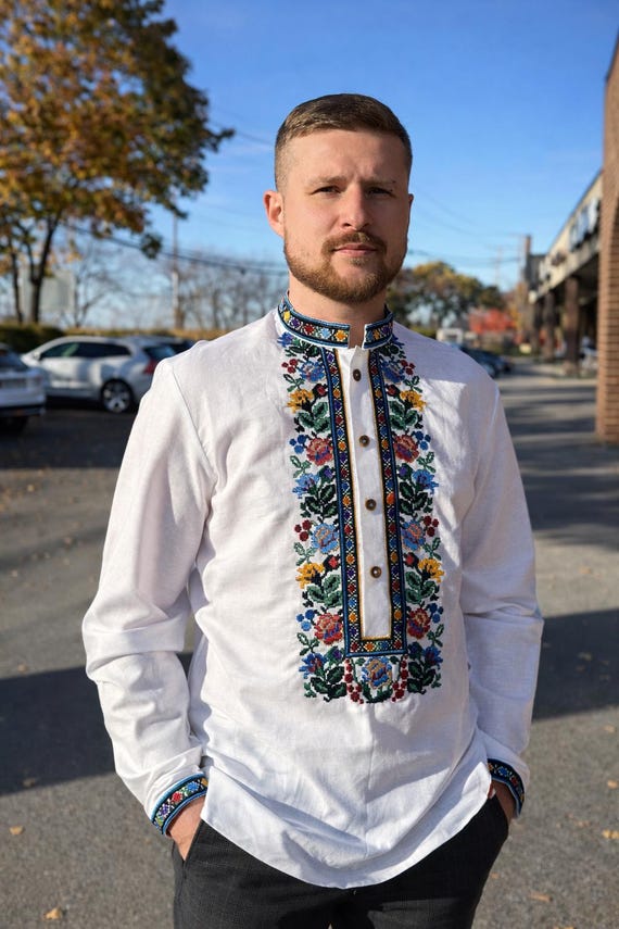 Ukrainian Vyshyvanka | Men's Embroidered Shirt | Вишиванка | Ukraine Vintage Sorochka Gift for Him | Handmade Ukrainian Clothing (33)