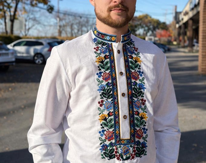 Ukrainian Vyshyvanka | Men's Embroidered Shirt | Вишиванка | Ukraine Vintage Sorochka Gift for Him | Handmade Ukrainian Clothing (33)