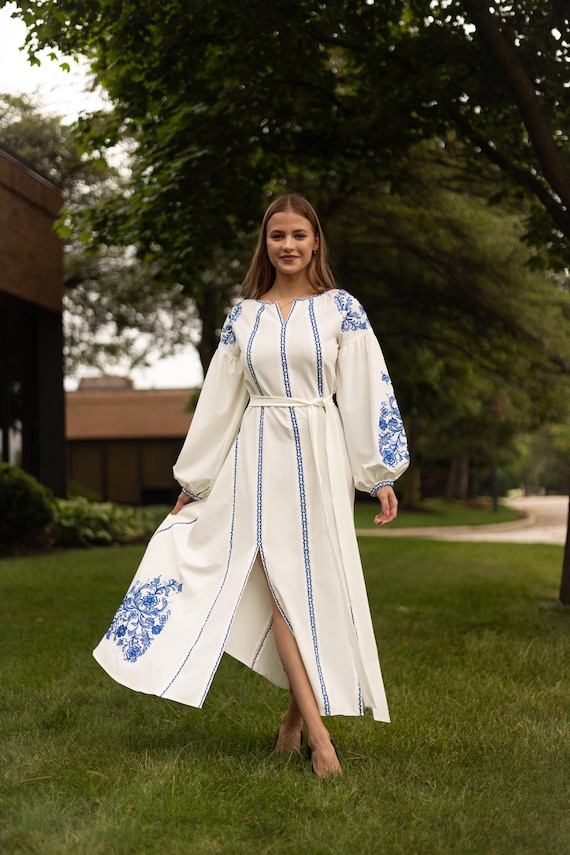 Ukrainian Vyshyvanka Dress | Ukraine Embroidered Dress in USA | Handmade Traditional Ukraine-Style Boho Embroidery Gift | Вишиванка (11)