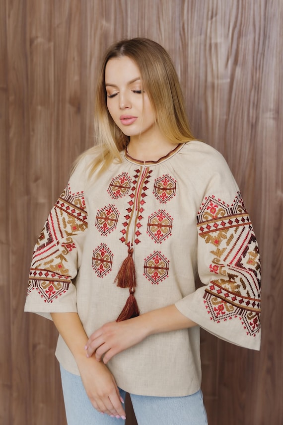 Ukrainian Embroidered Blouse for Women | Ethno Vintage Women's Vyshyvanka Shirt | Sorochka Vyshyta | Vyshyvanka Gift USA | Вишиванка (107)