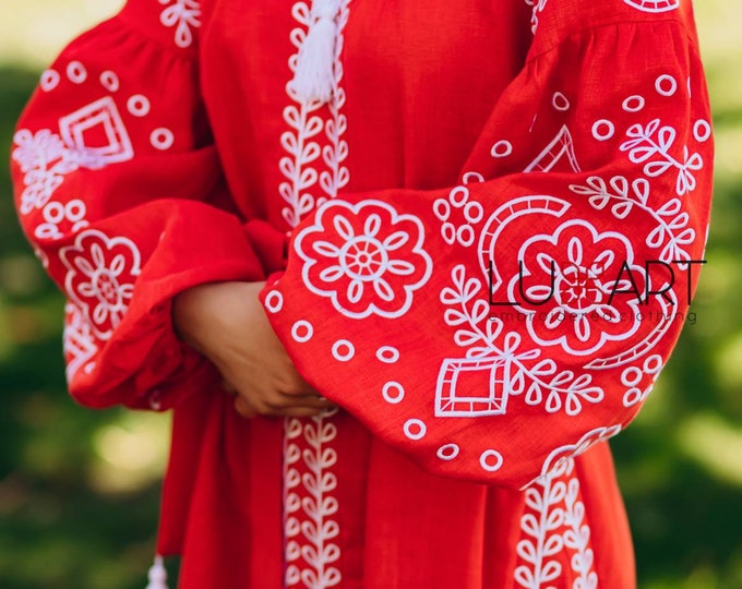 Ukrainian Vyshyvanka Dress | Ukraine Embroidered Dress in USA | Handmade Traditional Ukraine-Style Boho Embroidery Gift | Вишиванка (38)