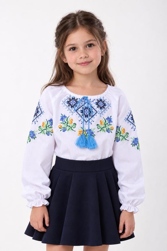 Embroidered Vyshyvanka Blouse for Girls | Ukrainian Embroidery Shirt | Traditional Ukraine Style in Stock in USA | Вишиванка у США