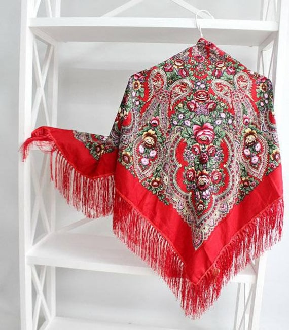 USA Ukrainian Shawl Ukrainian Hustina 80% Wool Traditional Ukrainian Shawl Hustka Foulard Platok Gift for her wife women mom