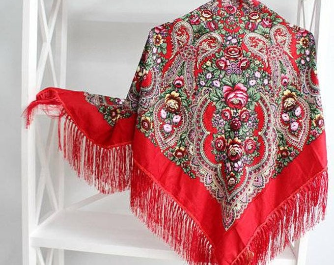 USA Ukrainian Shawl Ukrainian Hustina 80% Wool Traditional Ukrainian Shawl Hustka Foulard Platok Gift for her wife women mom