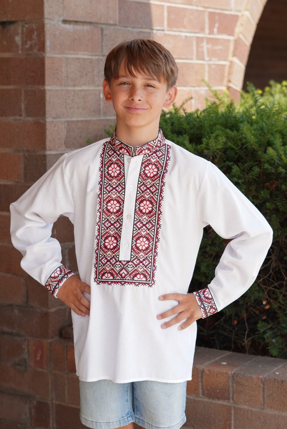 Embroidered Vyshyvanka Shirt for Boys | Ukrainian Embroidery Shirt | Traditional Ukrainian Style Gift in Stock in USA | Вишиванка у США (22)