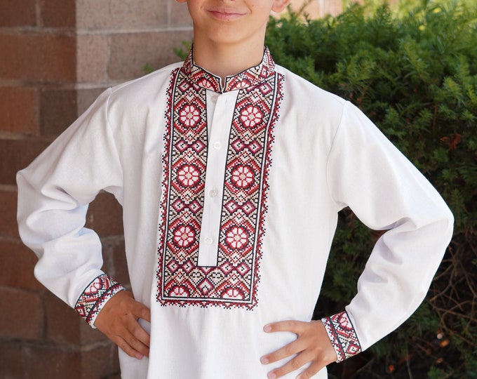 Embroidered Vyshyvanka Shirt for Boys | Ukrainian Embroidery Shirt | Traditional Ukrainian Style Gift in Stock in USA | Вишиванка у США (22)