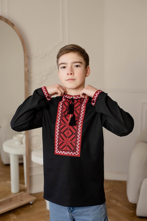 Embroidered Vyshyvanka Shirt for Boys | Ukrainian Embroidery Shirt | Traditional Ukrainian Style Gift in Stock in USA | Вишиванка у США