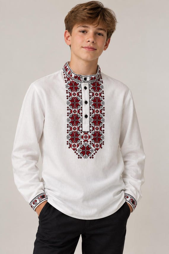 Embroidered Vyshyvanka Shirt for Boys | Ukrainian Embroidery Shirt | Traditional Ukraine Style Gift in Stock in USA | Вишиванка у США