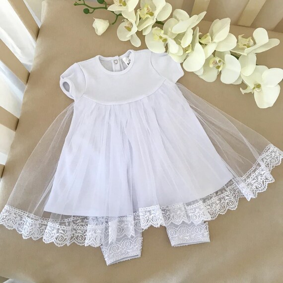 Baptism Dress Christening Outfit EMBROIDERY Dress for Baby Dress