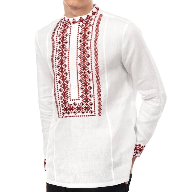 Vyshyvanka for Man Ukrainian Vyshyvanka Ukraine Sorochka Ukrainian Vyshyvanka Embrodered Shirt Ethno Vintage Embroidered Clothing